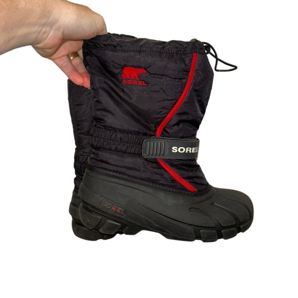 sorel black rubber winter snow boots unisex Kids 5 - Picture 2 of 6